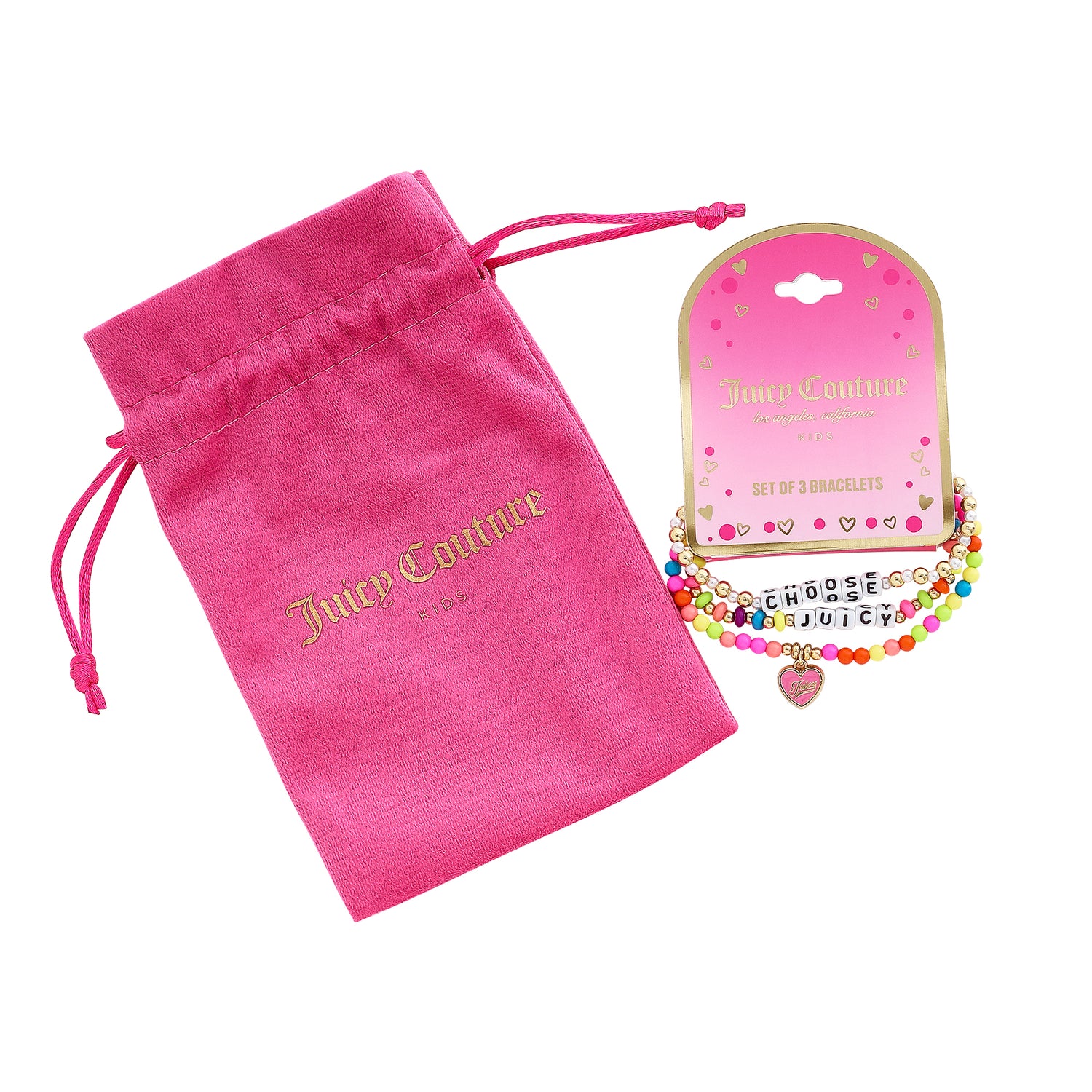 Juicy Couture Kids Choose Juicy Heart Charm 3 Piece Beaded Jewelry