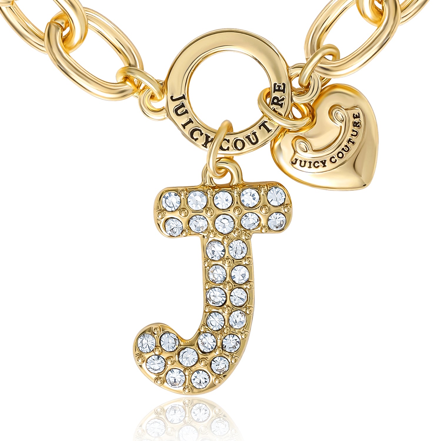 Juicy Couture Pavé Initial Charm Bracelet - 7.5'' Gold Tone Link