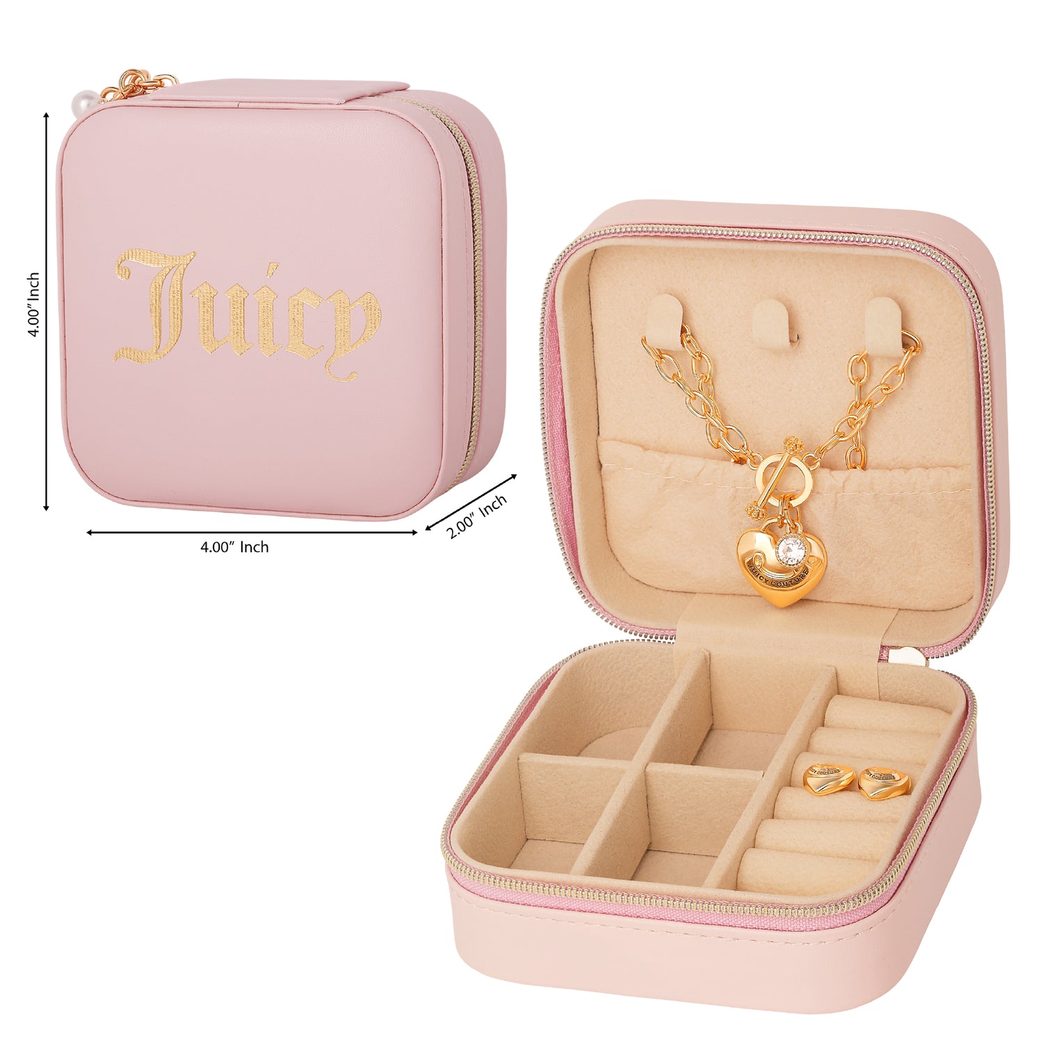 Juicy Couture Gold-Tone Necklace with Earring Set, Heart Pendant & Gift Box