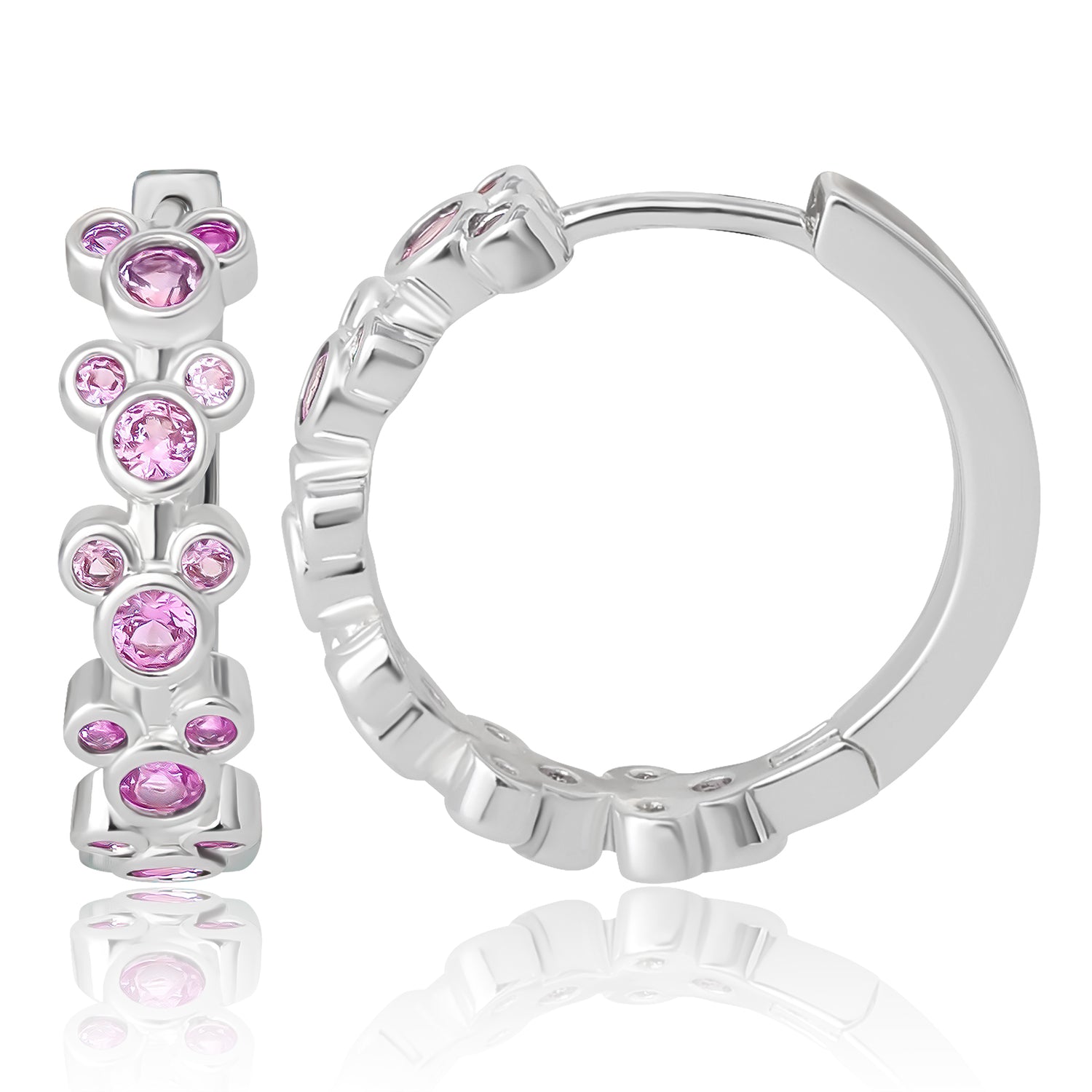 Disney Mickey Mouse Endless Hoop Earrings Cubic Zirconia Disney Pink Hoops