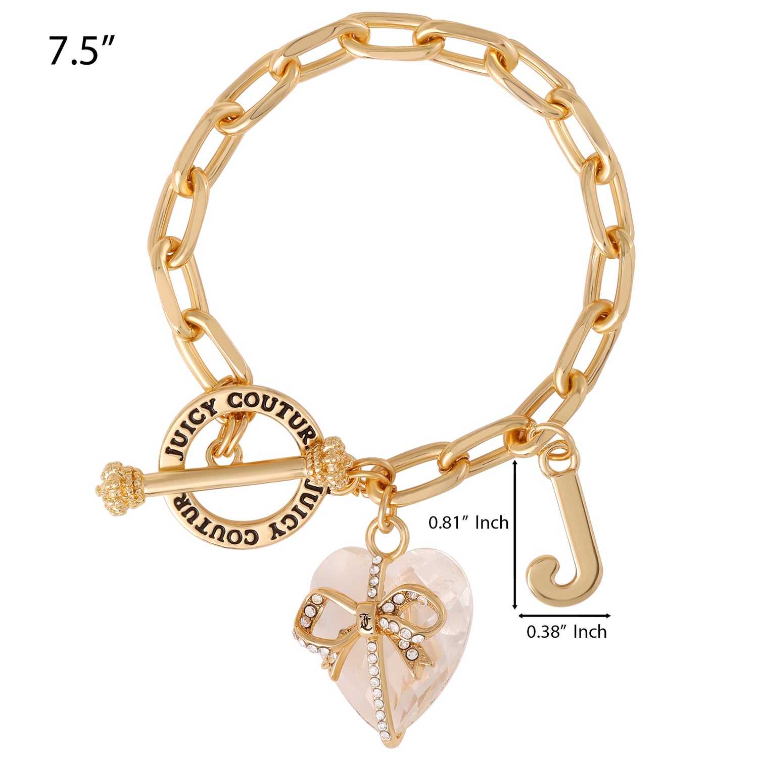 Juicy Couture Heart Stone & J Charm Bracelet