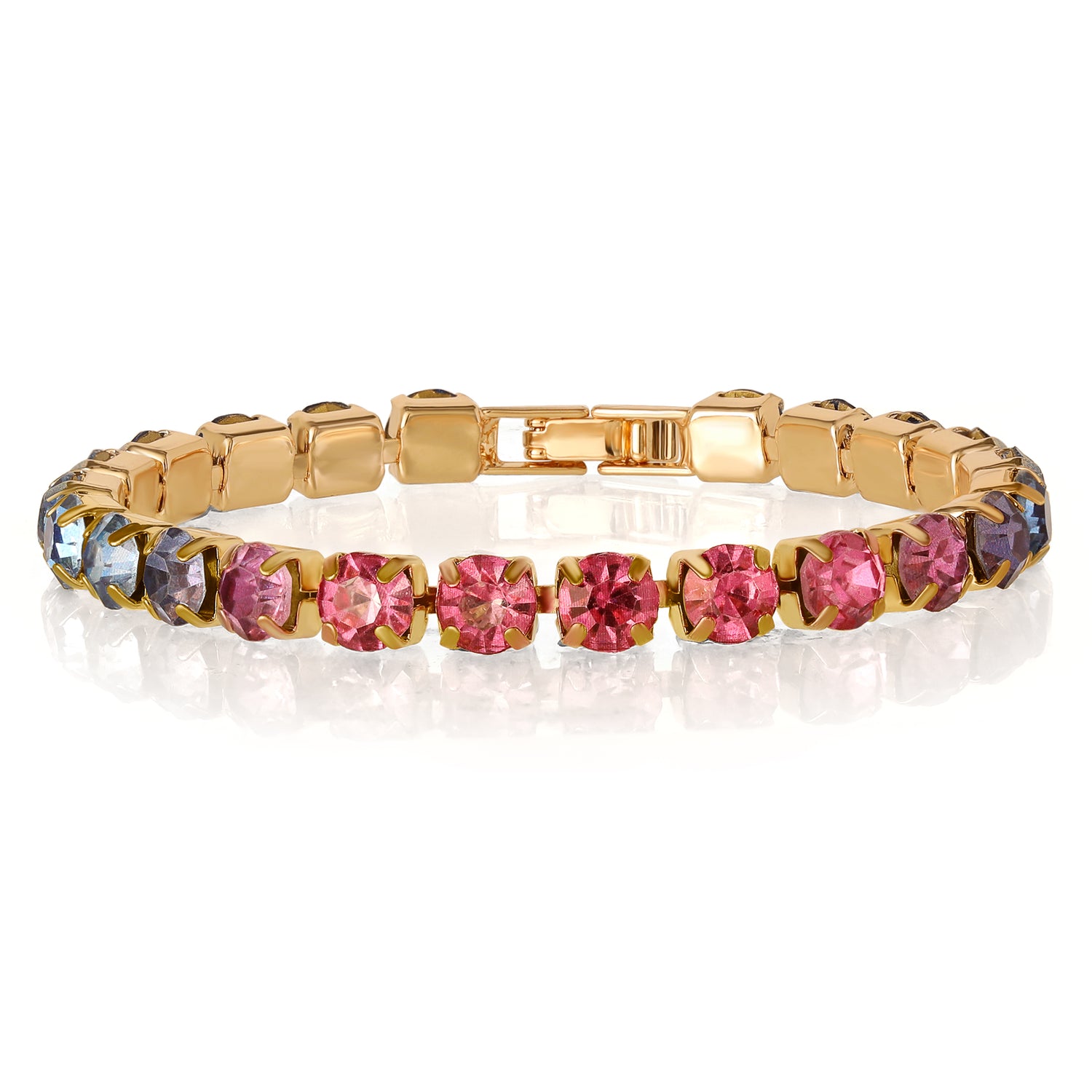 Jessica Simpson Colorful Crystal Tennis Bracelet Set - Sparkling Stackable Bracelets
