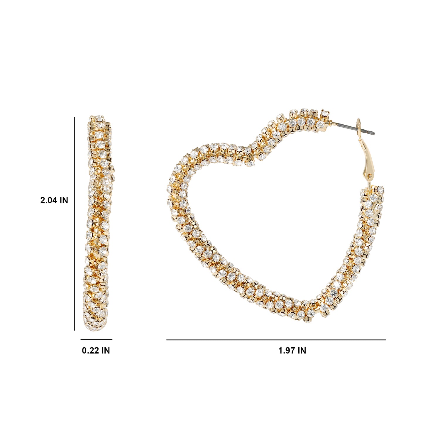 BCBGeneration Crystal Heart Hoop Earrings