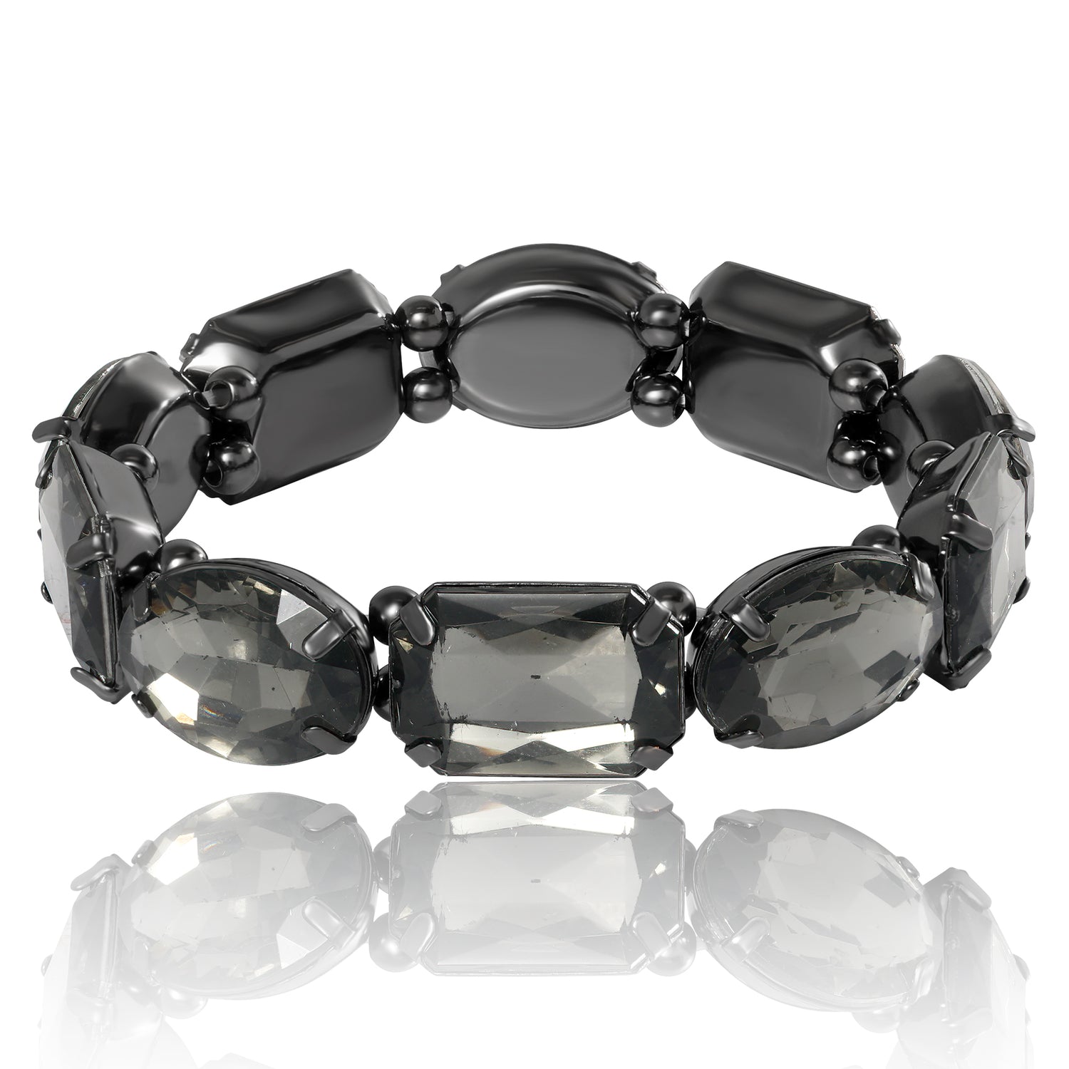 Jessica Simpson Black Crystal Stretch Bracelet – Elegant Fashion Jewelry