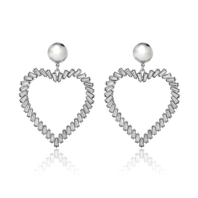 BCBGeneration Silver-Tone Heart Hoop Earrings