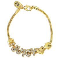 Juicy Couture Logo Charm Bracelets for Women, 7.5", Gold-Tone