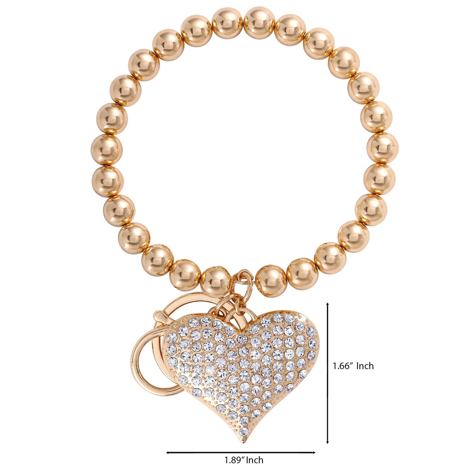 Jessica Simpson Heart Charm Stretch Keychain Bracelet in Gold-Tone