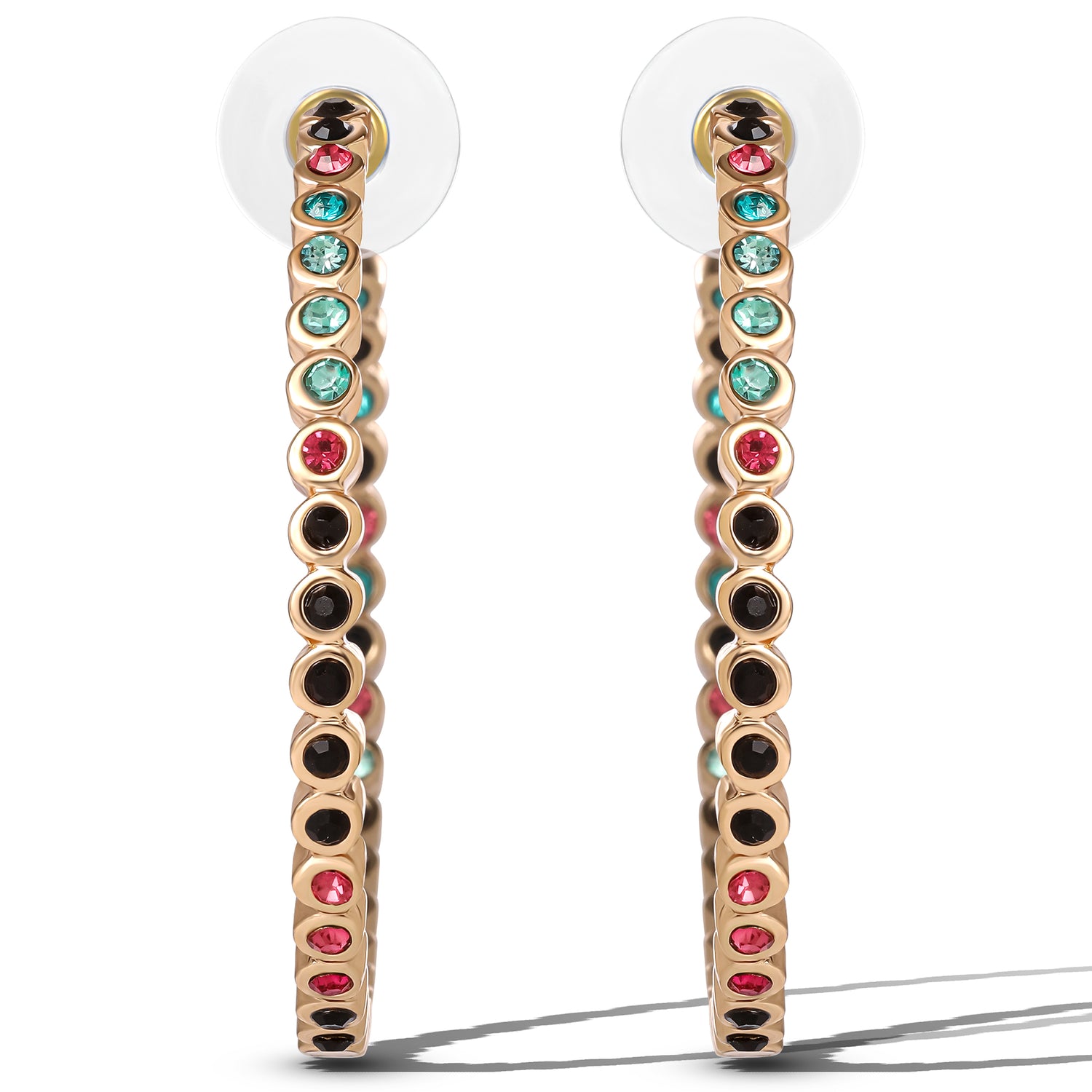 Jessica Simpson Gold-Tone Multicolor Crystal Hoop Earrings