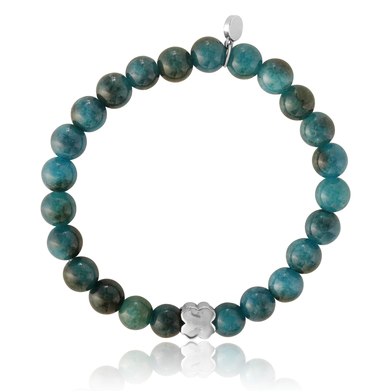 Lucky Brand Blue Teal Jade Stretch Bead Bracelet