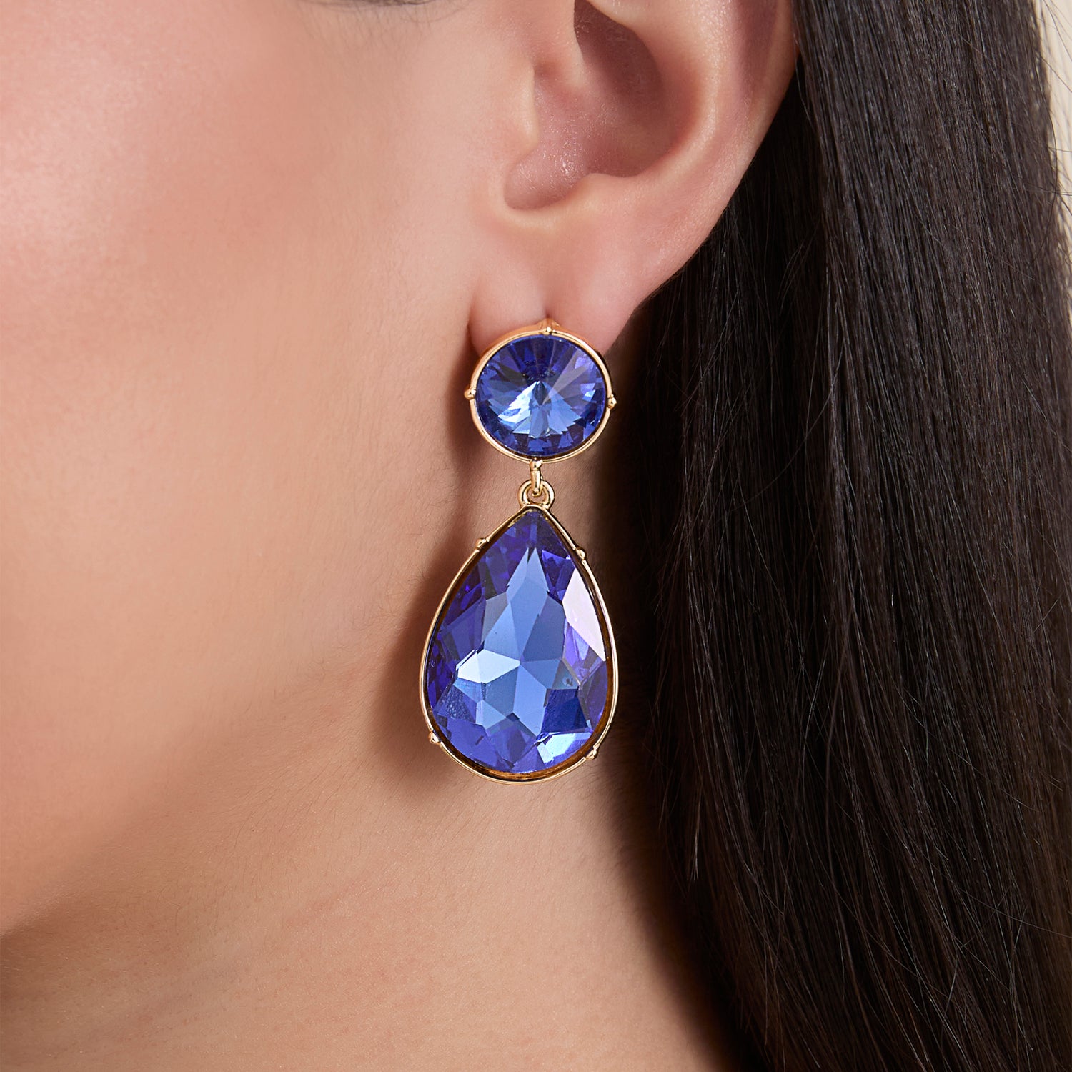 Jessica Simpson Blue Teardrop Statement Earrings