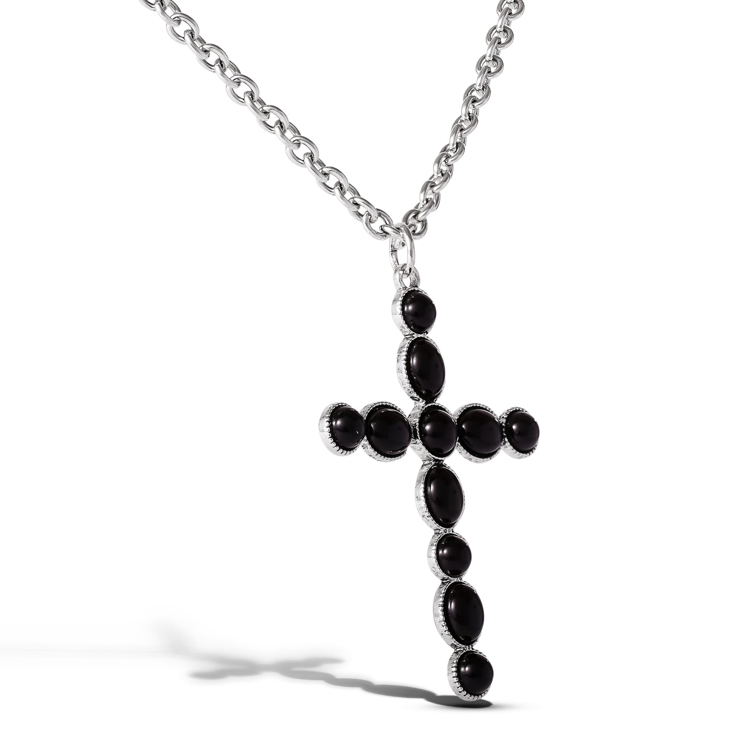 JS Jessica Simpson Ox Silver Black Cross Necklace