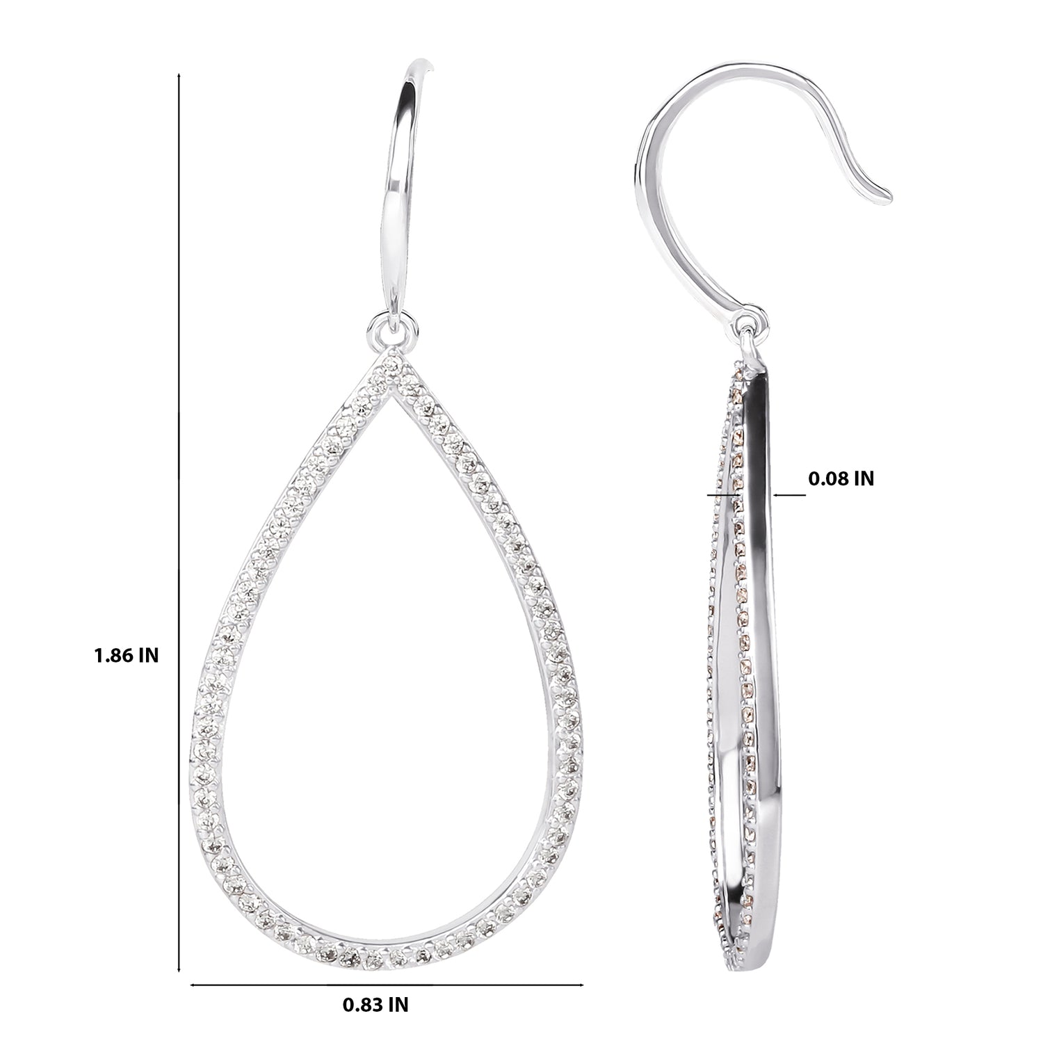 BCBGeneration Teardrop Pavé Outline Earrings, Silver‑Tone Fishhook
