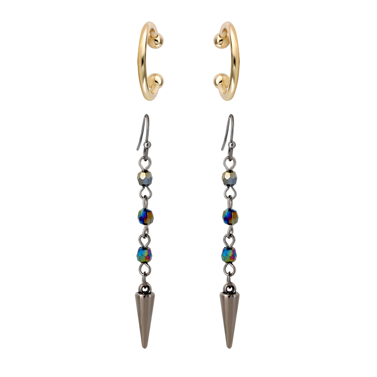 K-Pop Demon Hunters Rumi Ear Cuff & Drop Earrings Official License, Gold-Tone, K-Pop Gifts