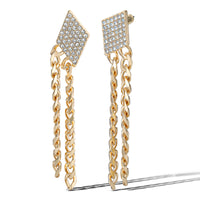 Jessica Simpson Gold-Tone Chain Fringe Dangle Earrings with Crystal Accents