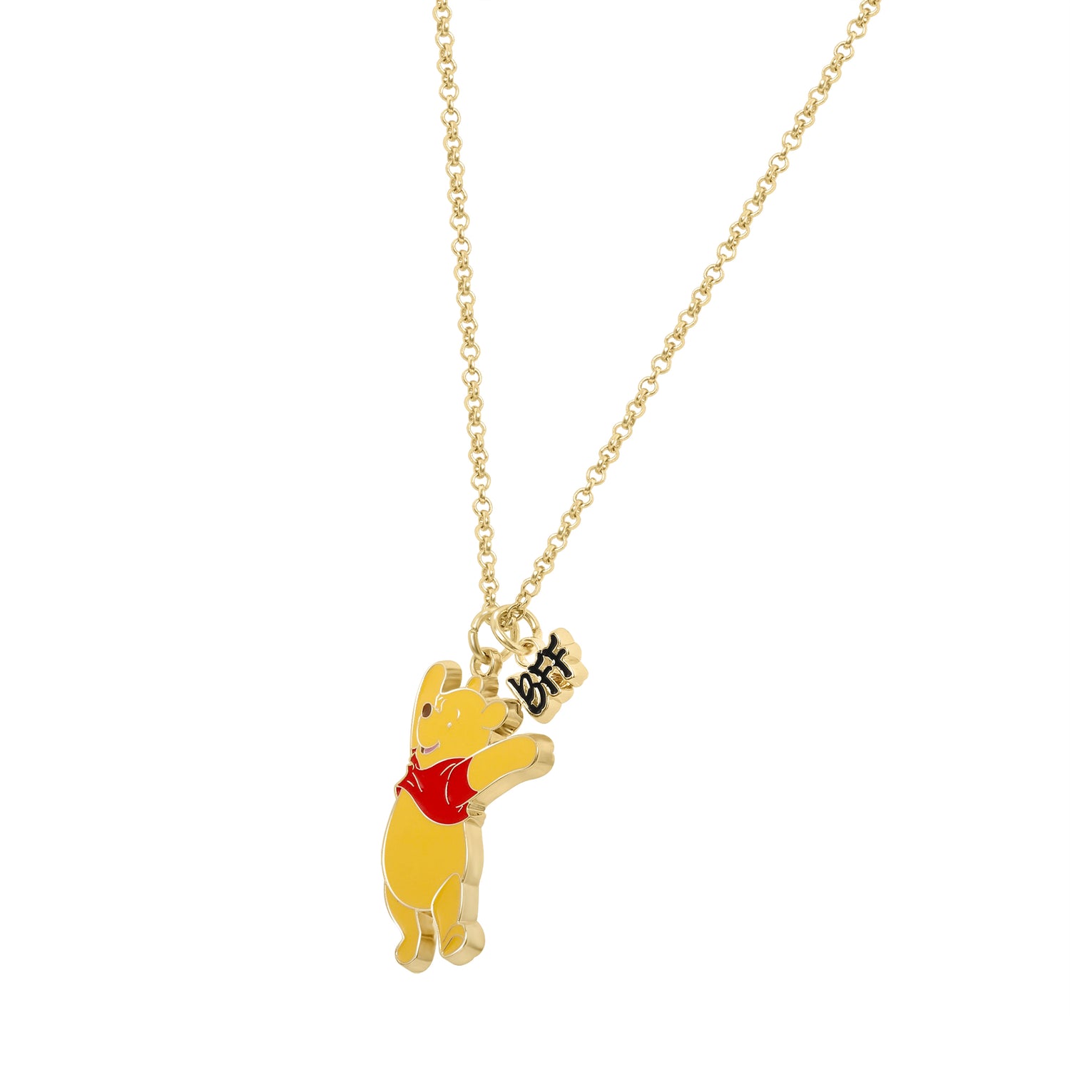 Winnie the Pooh and Piglet BFF Necklace for 2 Official License, Gold-Tone