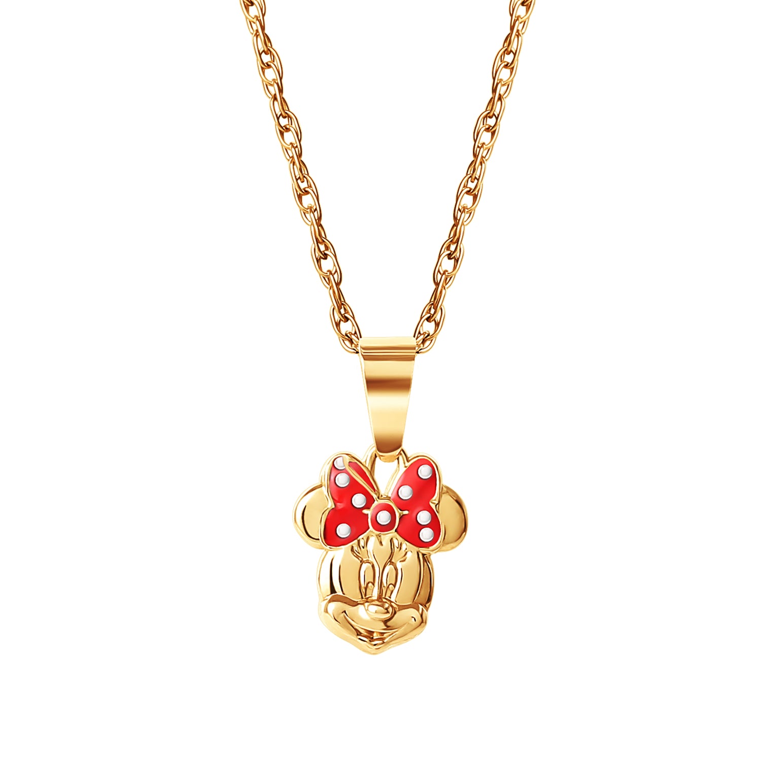 Disney Crystal Minnie Mouse Bow Pendant in Yellow Gold Plated Sterling  Silver