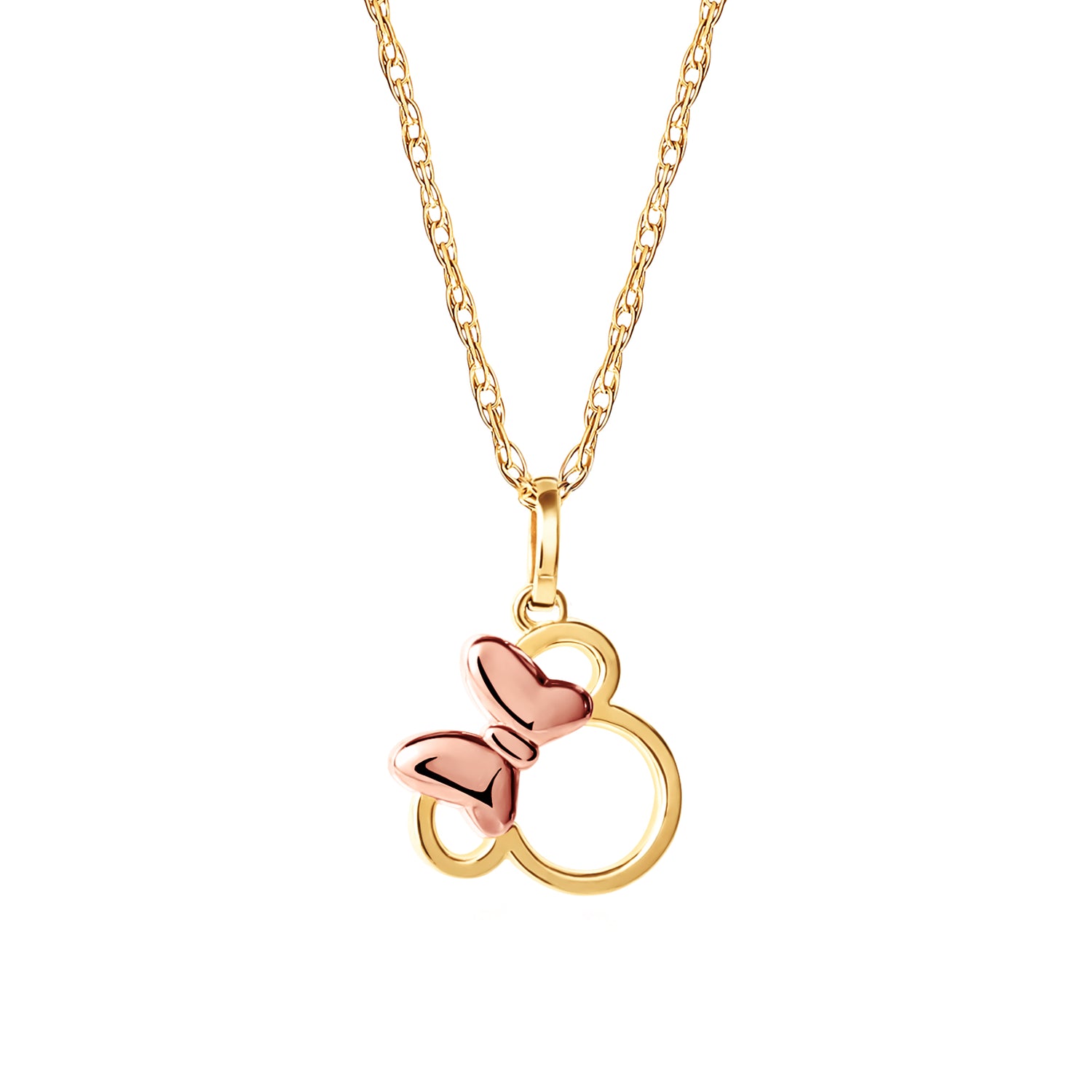 Disney Minnie Mouse 14K Gold Rose Gold Bow Necklace - Sallyrose