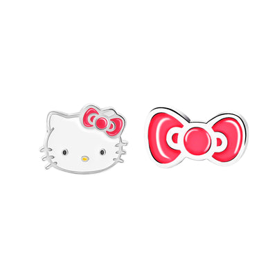 Hello Kitty Sterling Silver Mismatched Stud Earrings