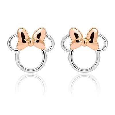 Disney Minnie Mouse Two Tone Stud Sterling Silver Earrings