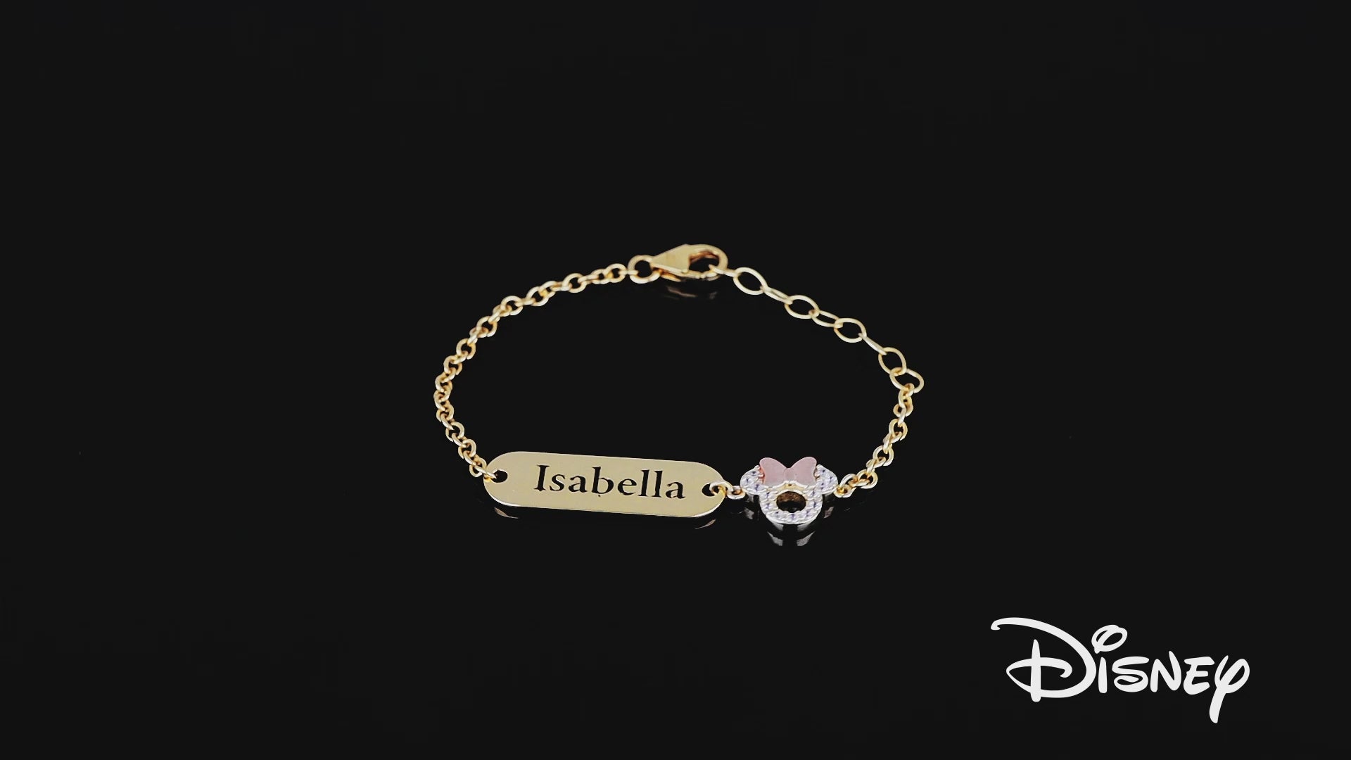 Disney Minnie Mouse Girls Custom Choice of Color: Gold or Silver ID Name Bracelet