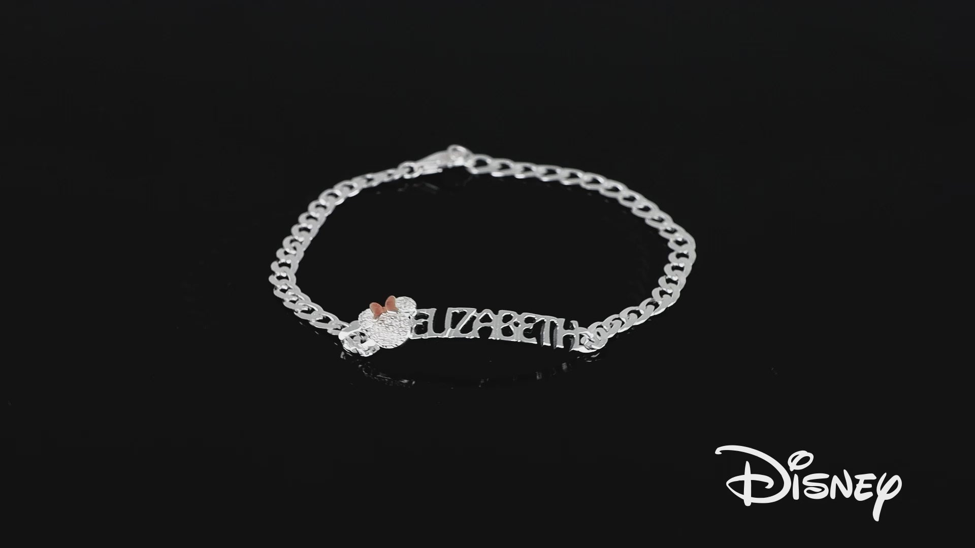 Disney Minnie Mouse Girls Custom Choice of Color: Gold or Silver Name Bracelet