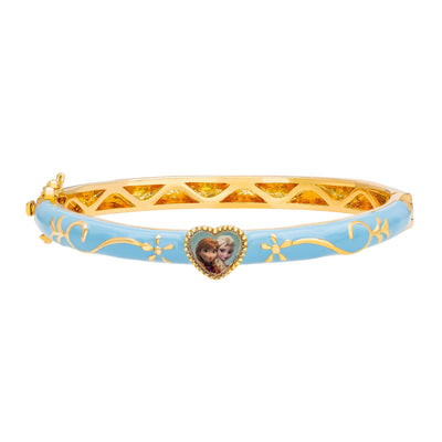 Disney Frozen Sisters Bangle Bracelet - Blue Enamel and 18kt Yellow Gold flash plated Frozen Bracelet - Let It Go Frozen Jewelry Jewelry