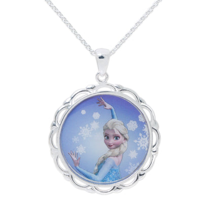 Disney Frozen Elsa Silver plated Pendant 18" Chain