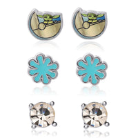 Star Wars The Mandalorian Grogu 3 Pair Fashion Stud Earrings Set