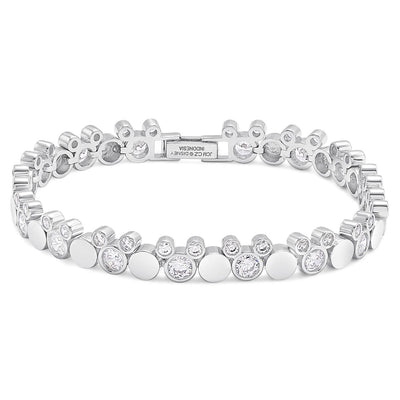Sterling Silver Mickey Mouse Cubic Zirconia Tennis Bracelet