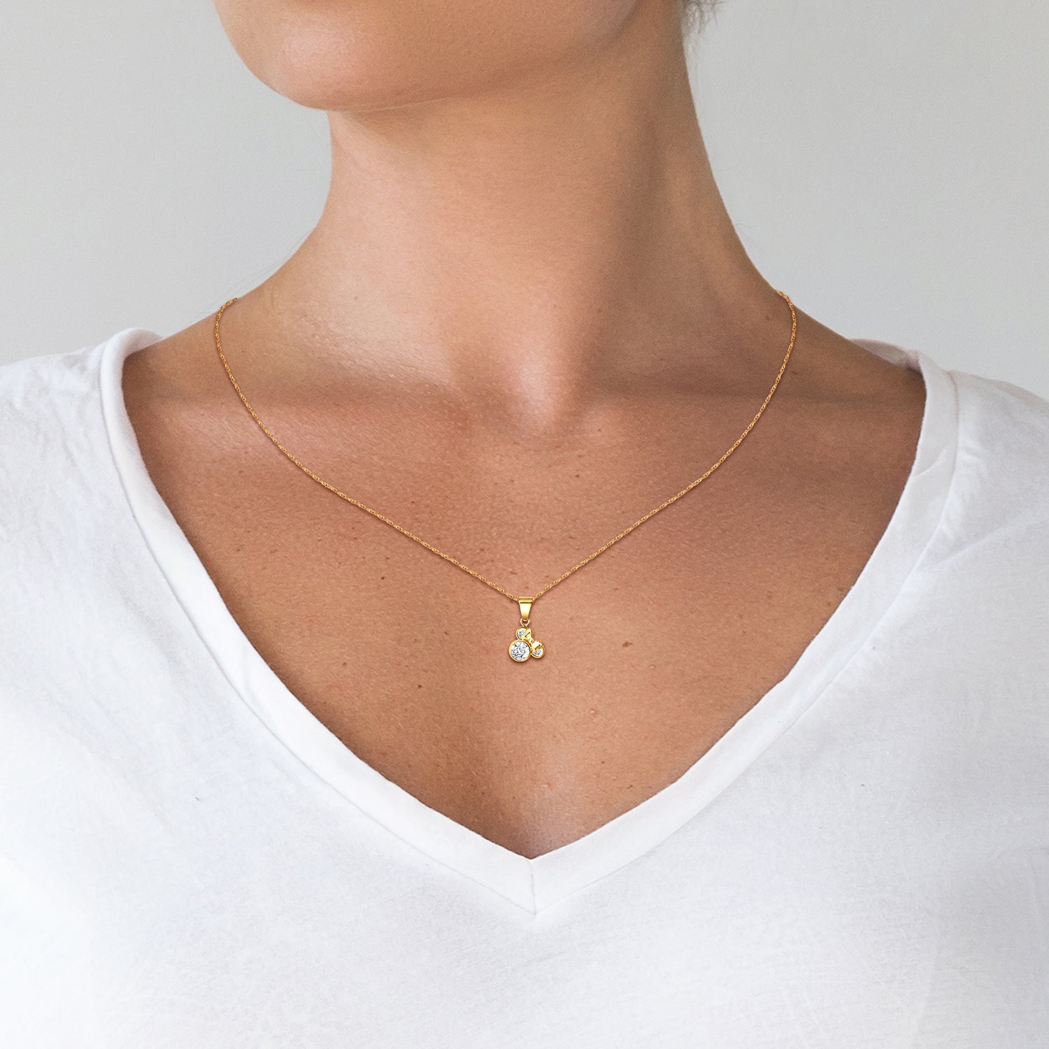 Disney Minnie Mouse 14K Gold Cubic Zirconia Pendant Necklace - Sallyrose