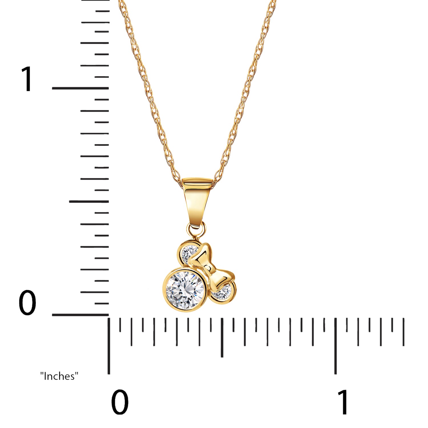 Disney Minnie Mouse 14K Gold Cubic Zirconia Pendant Necklace - Sallyrose