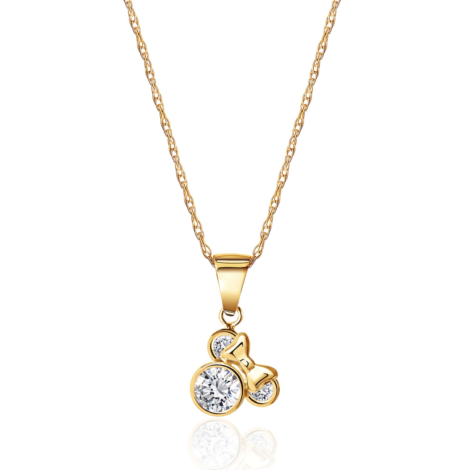 Disney Minnie Mouse 14K Gold Cubic Zirconia Pendant Necklace - Sallyrose
