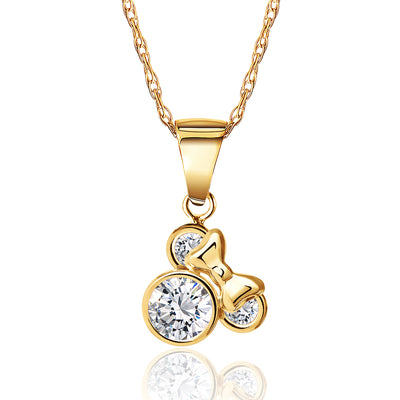 Disney Minnie Mouse 14K Gold Cubic Zirconia Pendant Necklace - Sallyrose
