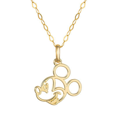 Disney Mickey Mouse Cutout 14K Gold Pendant Necklace - Sallyrose