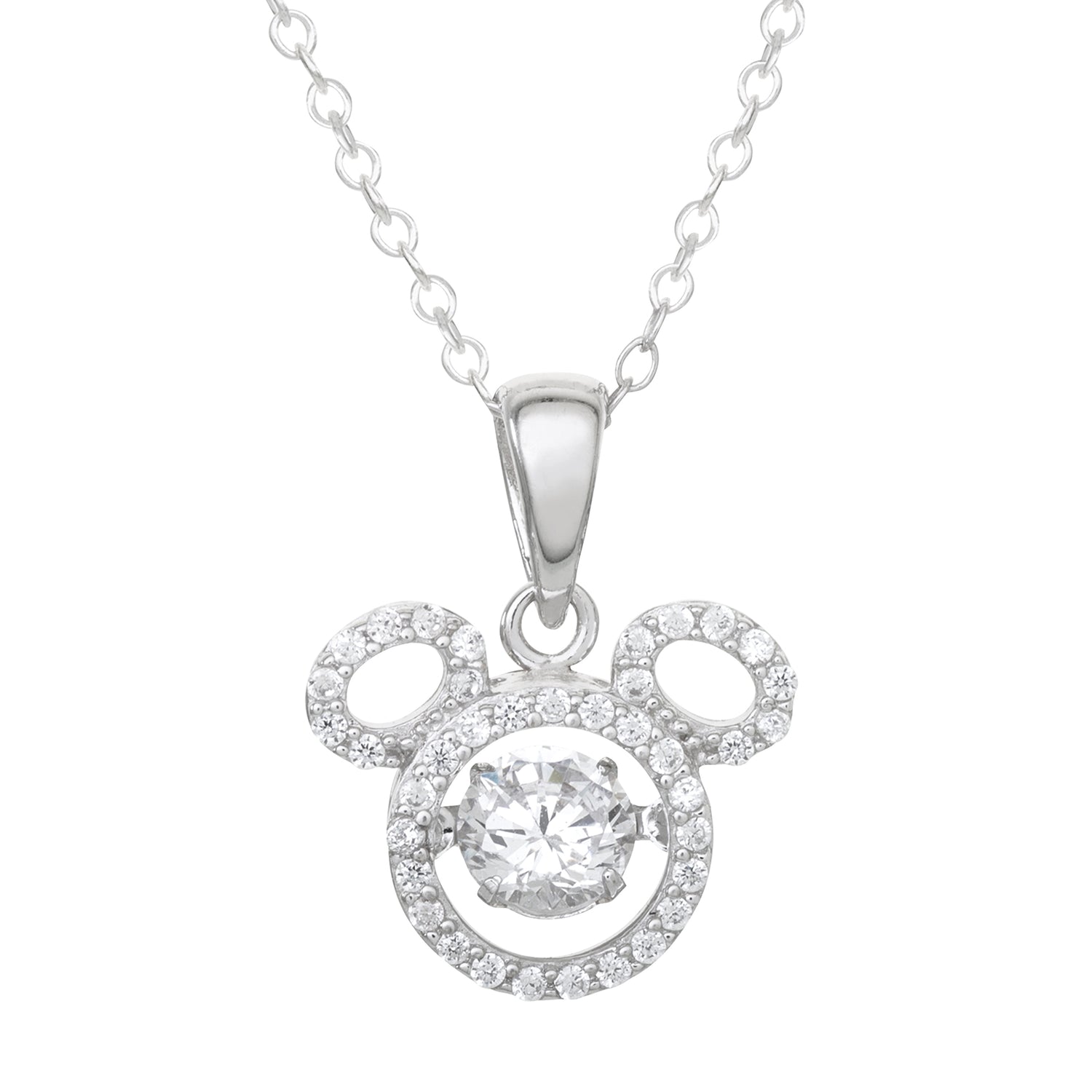 Disney Mickey Mouse Sterling Silver Dancing Cubic Zirconia Pendant Necklace - Sallyrose