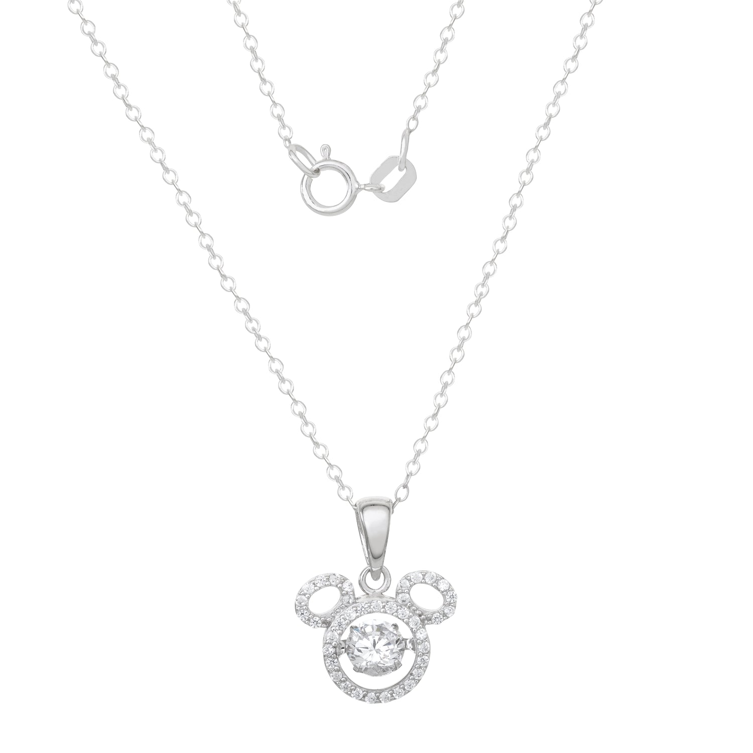 Disney Mickey Mouse Sterling Silver Dancing Cubic Zirconia Pendant Necklace - Sallyrose