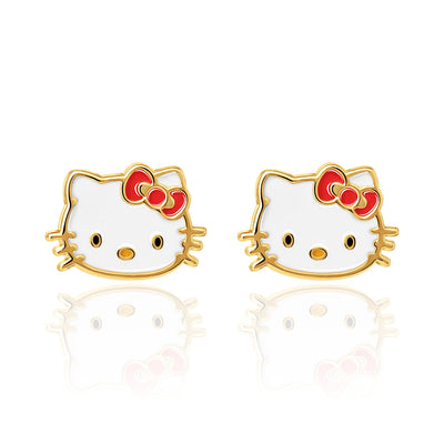 Hello Kitty 10K Yellow Gold Stud Earrings