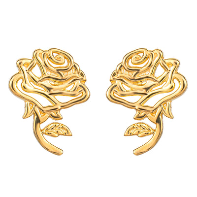 Disney Princess Beauty and the Beast 14K Gold Rose Outline Earrings - Sallyrose