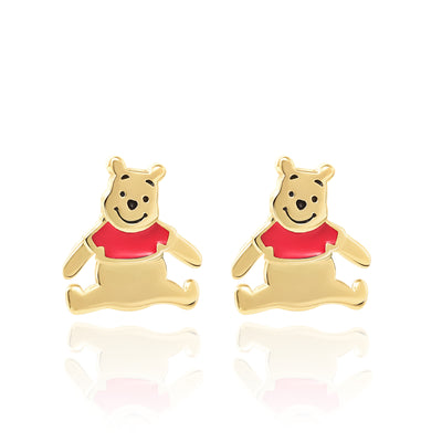 Disney Winnie the Pooh Gold Plated Sterling Silver Stud Earrings