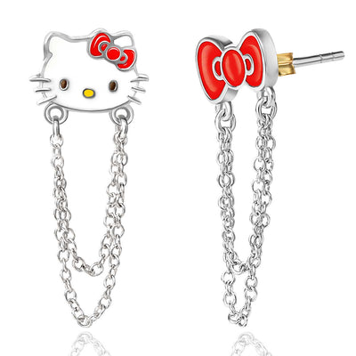 Hello Kitty Mismatched Sterling Silver Dangle Earrings