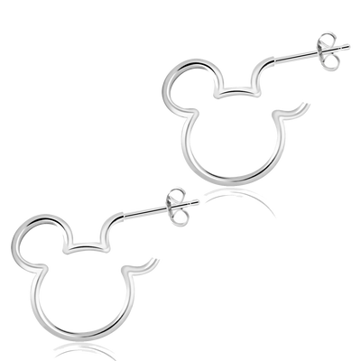 Disney Mickey Mouse Sterling Silver Silhouette Hoop Earrings
