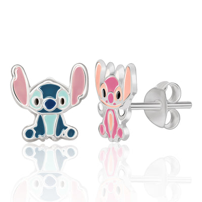 Disney Lilo and Stitch Angel and Stitch Sterling Silver Mismatched Stud Earrings