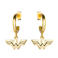 DC Comics Wonder Woman Logo Charm Hoop Dangle Earrings - Sallyrose