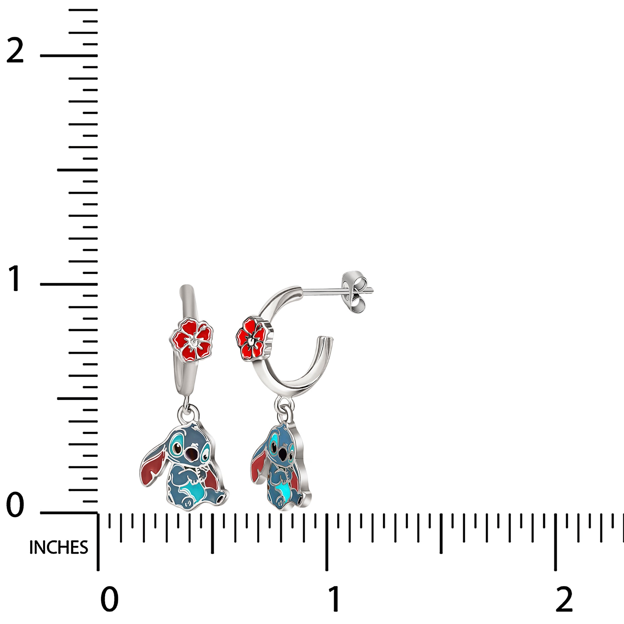 Disney Lilo and Stitch Flower and Stitch Dangle Hoop Earrings