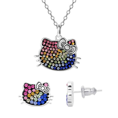 Hello Kitty Rainbow Sparkle Necklace and Earring set