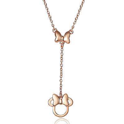 Disney Minnie Mouse Rose Gold flash plated Sterling Silver Y-Necklace