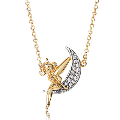 Disney Tinkerbell Gold flash plated Sterling Silver Moon Necklace