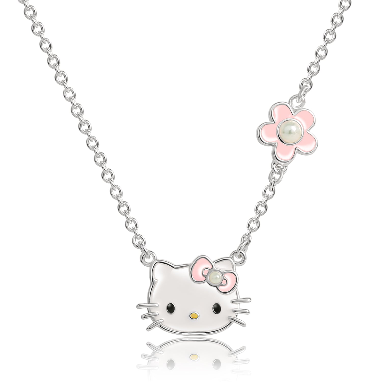 Hello Kitty Sanrio Womens Necklace 18 - Flash-Plated Necklace with Pendant  Official License