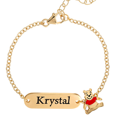 Disney Winnie the Pooh Girls Custom Gold/Silver ID Nameplate Bracelet