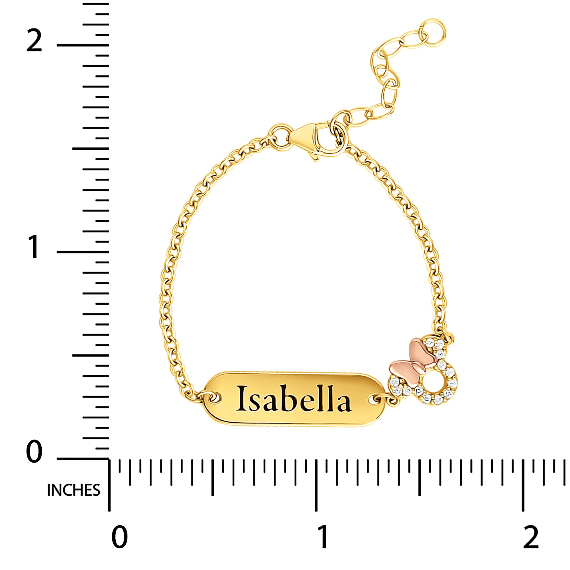 Disney Minnie Mouse Girls Custom Choice of Color: Gold or Silver ID Name Bracelet